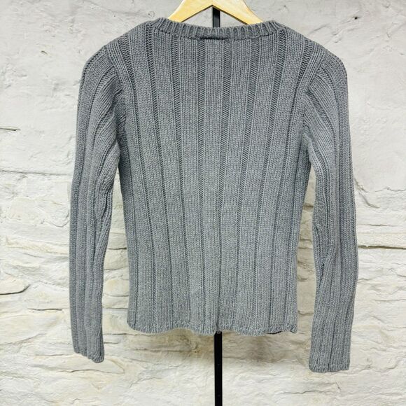 Vintage Polo Jeans Co Ralph Lauren Gray American Flag Chunky Rib Knit Sweater - Picture 6 of 6